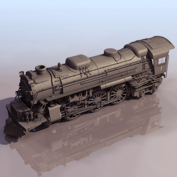Vintage steam locomotive 3D Model