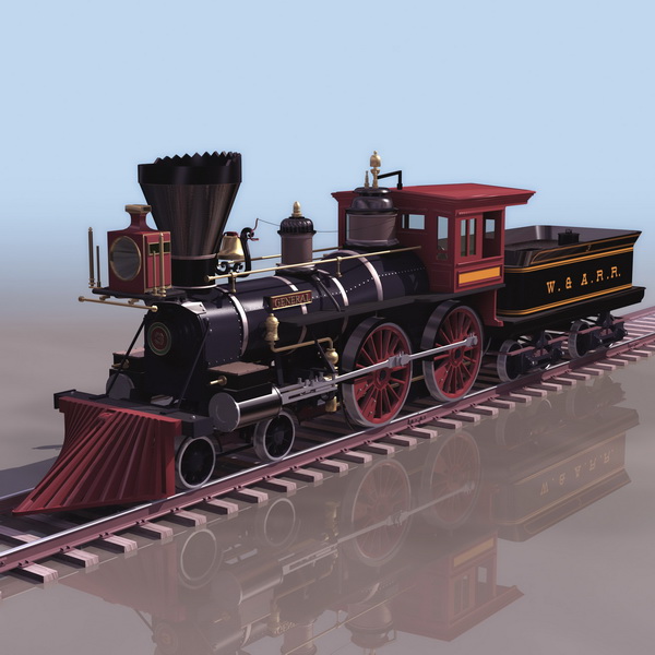 Early steam locomotive 3D Model