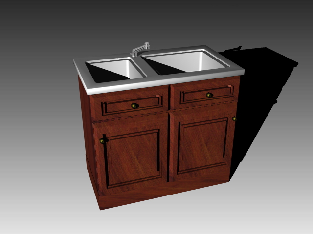 Vintage kitchen sink cabinet 3D Model