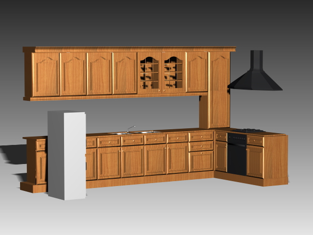 American type midcentury kitchen 3D Model