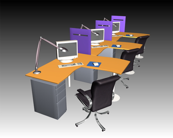 Office computer workstation collection 3D Model