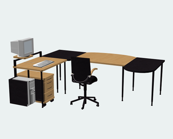 Office computer desk sets 3D Model