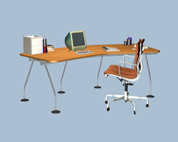 Modern office desk furniture sets 3D Model