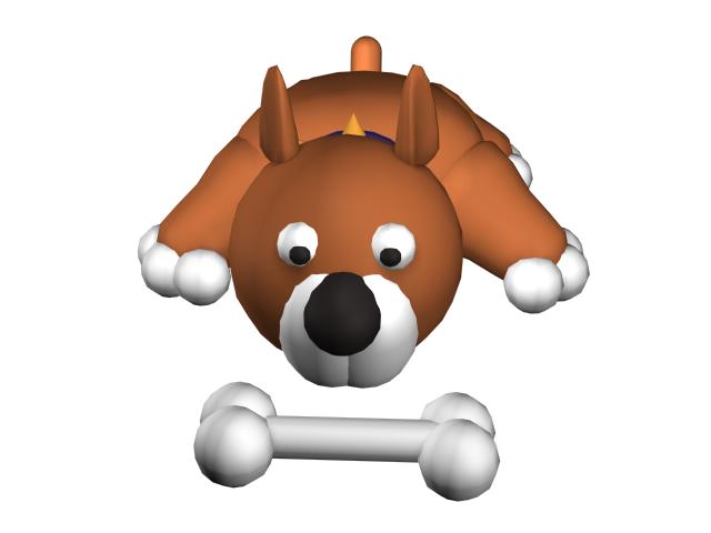 Cartoon dog and bone 3D Model