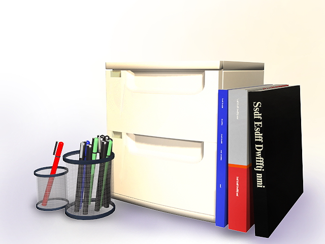 Office stationery set 3D Model