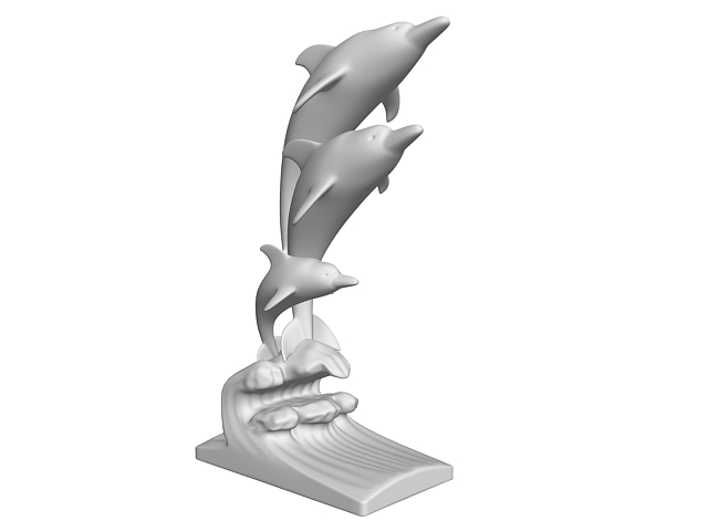3 Dolphins fountain statue 3D Model