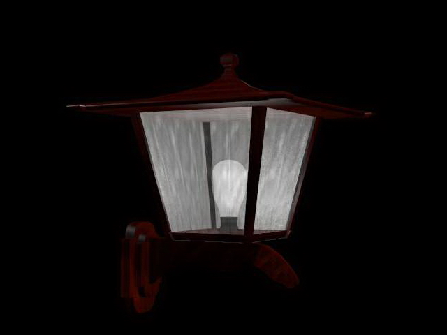 Wooden fix wall lantern 3D Model