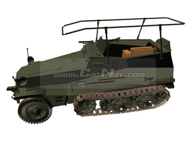 Sd.Kfz.250 Half-track armored personnel carrier 3D Model