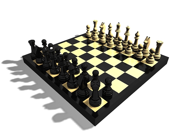 Wooden chess set 3D Model
