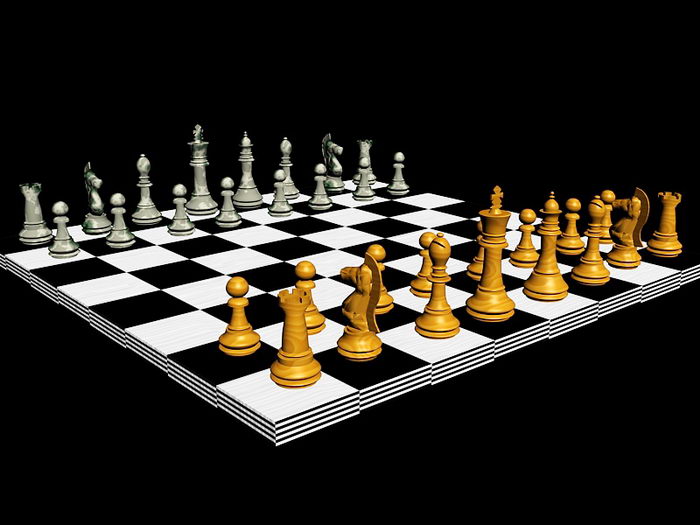 Wood Chess Set 3D Model