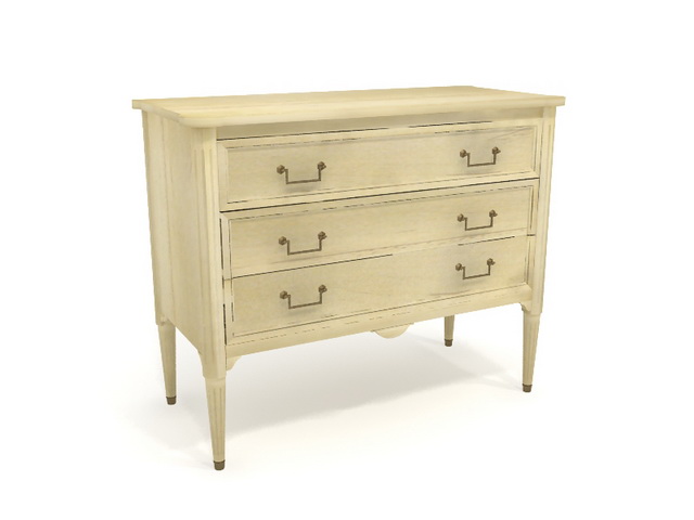 Wooden dresser with 3 drawers 3D Model